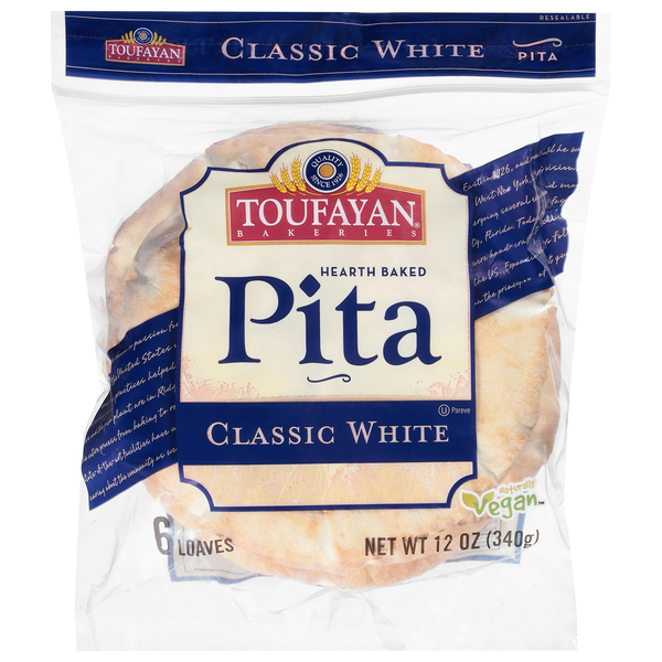 Toufayan Classic White Pita Bread - 6 ct
