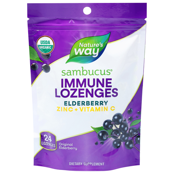 Nature's Way Organic Elderberry Flavor Sambucus Zinc Lozenges