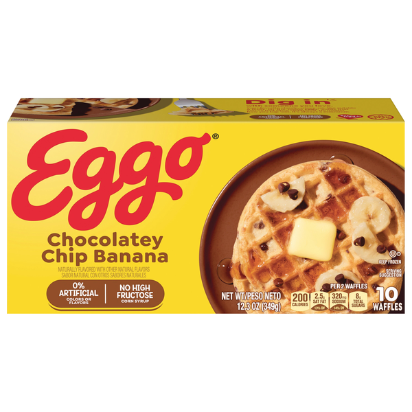 Eggo Chocolatey Chip Banana Waffles - 10 ct Frozen