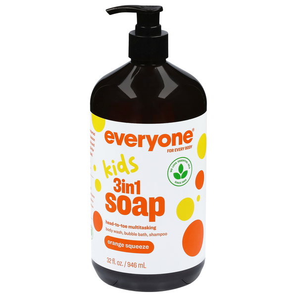 Everyone Kids Orange Squeeze 3-in-1 Soap Body Wash Bubble Bath Shampoo