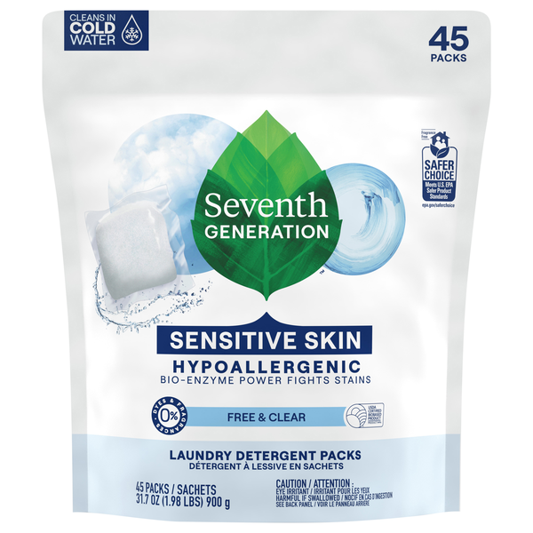 Seventh Generation Free & Clear Laundry Detergent Pacs - 45 ct