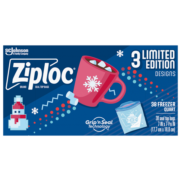 Ziploc Holiday Limited Edition Seal Top Quart Freezer Bags