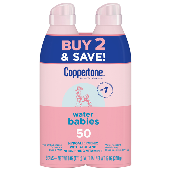 Coppertone Water Babies SPF 50 Sunscreen Spray - 2 ct