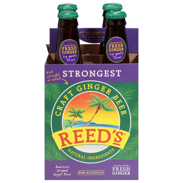 Reed's Stronger Jamaican Style Ginger Brew All Natural - 4 ct