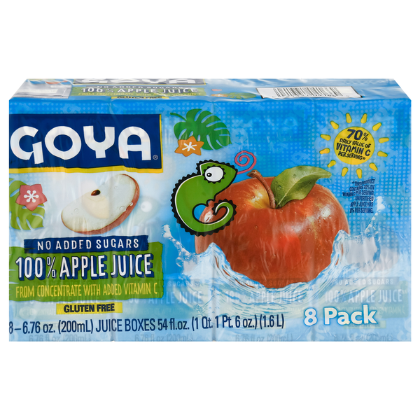 Goya No Added Sugars Apple Juice - 8 pk