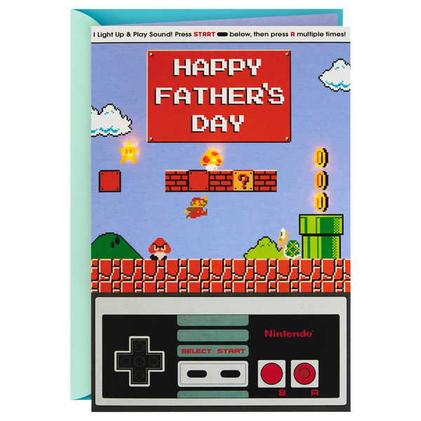 Hallmark Fathers Day Card with Light & Sound (Nintendo Classic Mario)