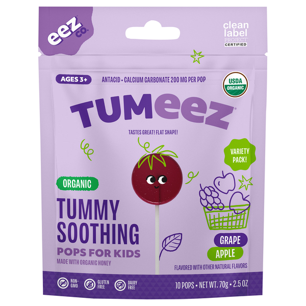Eez Co. Tumeez Organic Grape & Apple Tummy Soothing Pops For Kids