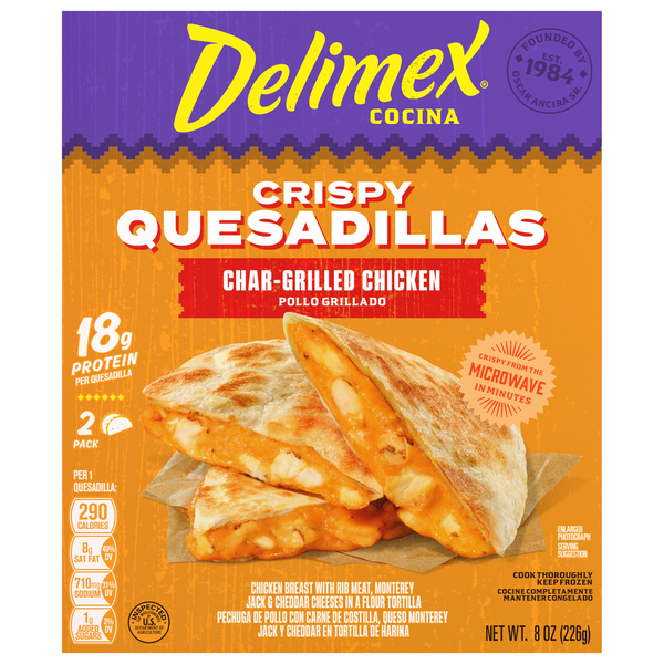 Delimex Char-Grilled Chicken Crispy Quesadillas Frozen Meal