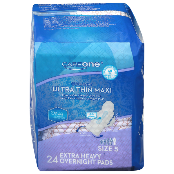 CareOne Extra Heavy Overnight Maxi Pads with Wings
