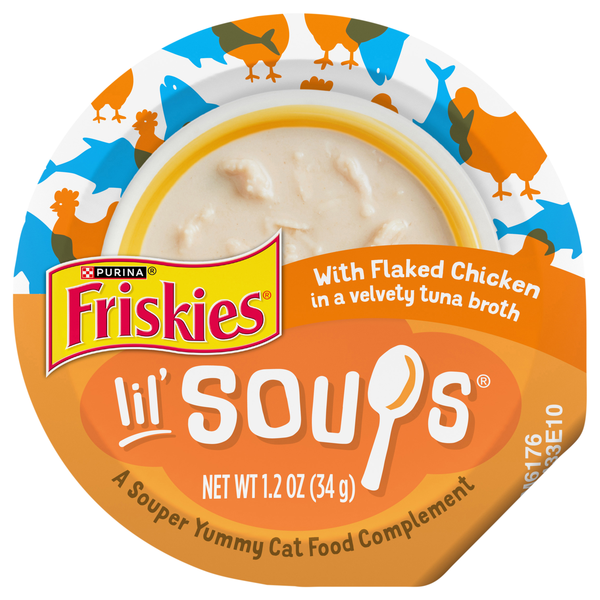 Friskies Lil' Soups Flaked Chicken in Tuna Broth Cat Food Complement
