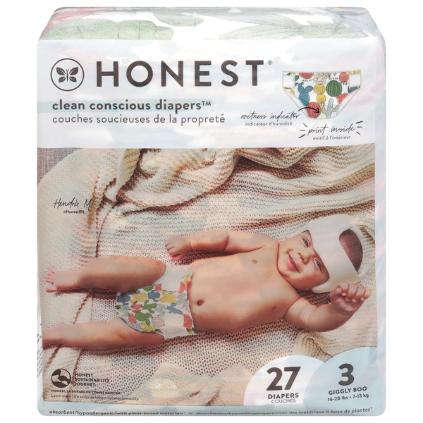 Honest Giggly Boo & Cactus Cuties Size 3 Baby Diapers 16-28 lb