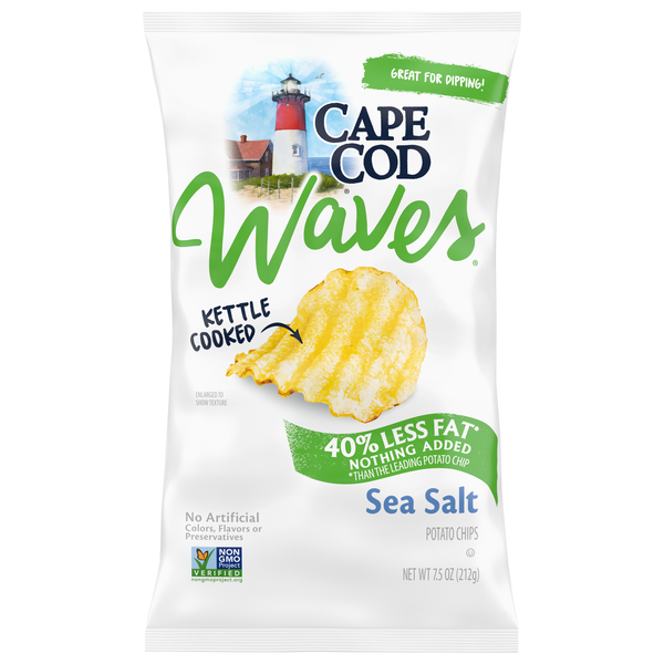 Cape Cod Waves 40% Less Fat Sea Salt Kettle Cooked Potato Chips
