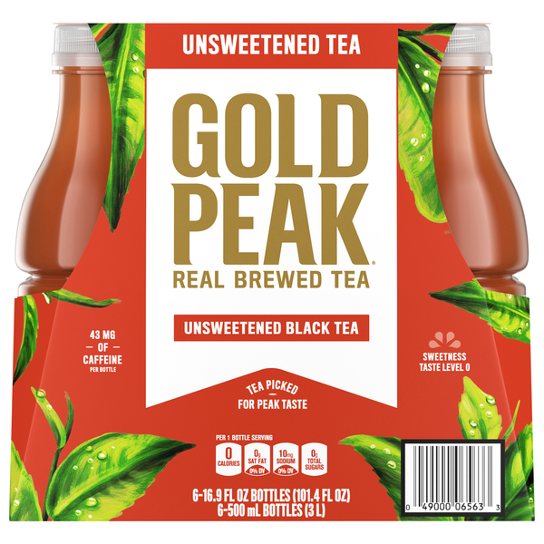 Gold Peak Brewed Unsweetened Black Iced Tea - 6 pk