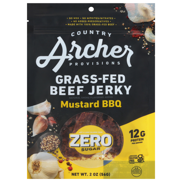 Save on Country Archer Grassfed Beef Jerky Mustard BBQ Zero Sugar Gluten Free Order Online