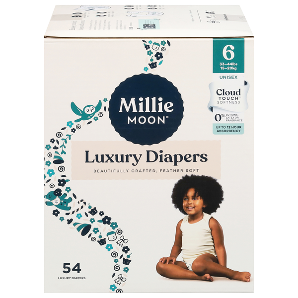 Millie Moon Unisex Luxury Size 6 Baby Diapers 35+ lb