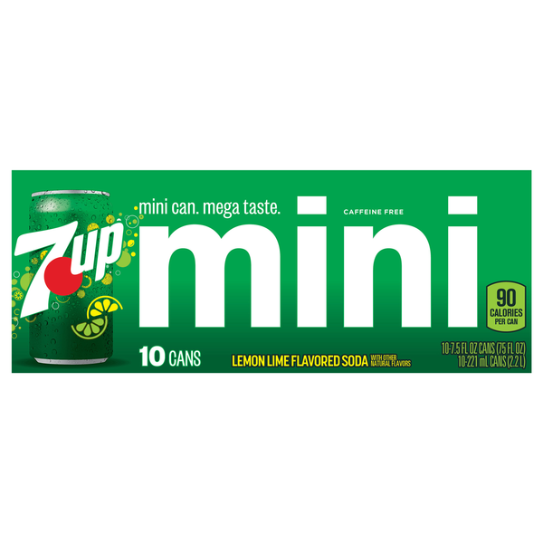 7UP Lemon Lime Soda Caffeine Free Mini - 10 pk