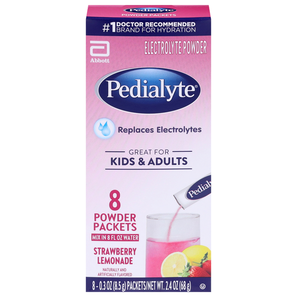 Pedialyte Strawberry Lemonade Electrolyte Powder Packets - 8 ct