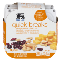Food Lion Quick Breaks Cheese Cranberries Cashews - 3 ct