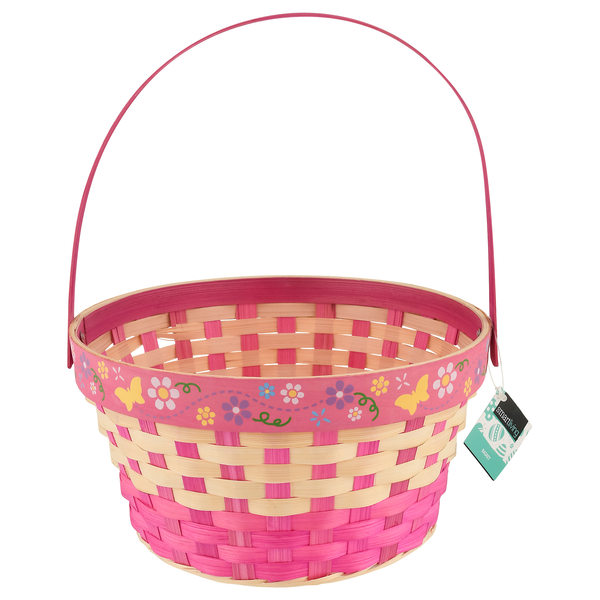 Smart Living Easter Basket Pink w/Flowers