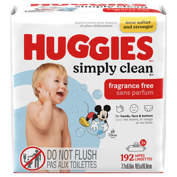 Huggies Simply Clean Fragrance Free Baby Wipes Pop-Top - 3 pk