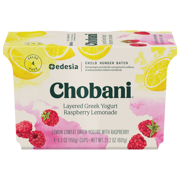 Save on Chobani Layered Greek Yogurt Raspberry Lemonade 4 ct Order