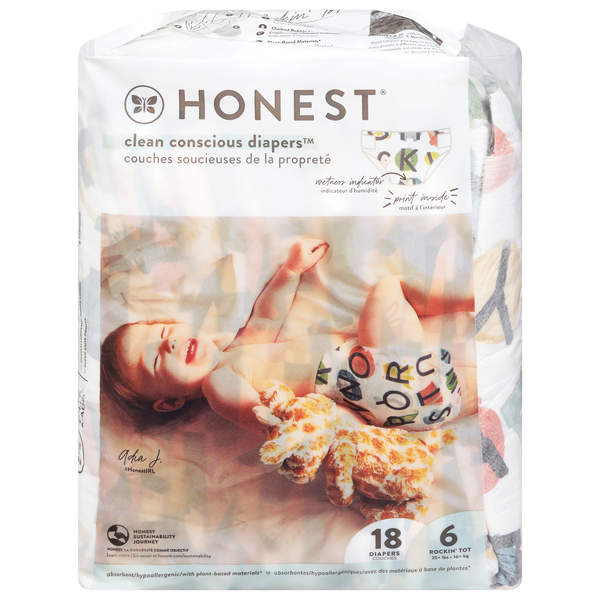 Honest All The Letters Size 6 Baby Diapers 35+ lb