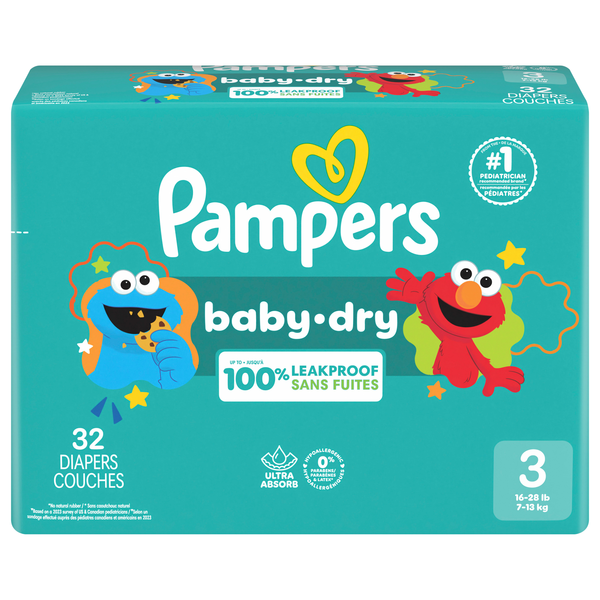 Pampers Baby Dry Size 3 Baby Diapers 16-28 lb