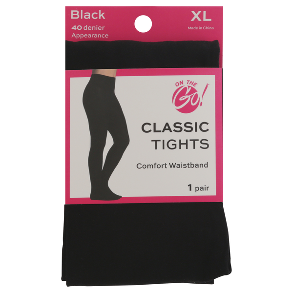 On the Go! Comfort Waistband Classic Tights Black Size XL