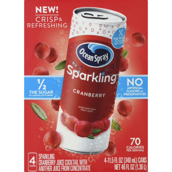Save on Ocean Spray Sparkling Juice Cranberry 4 ct Order Online