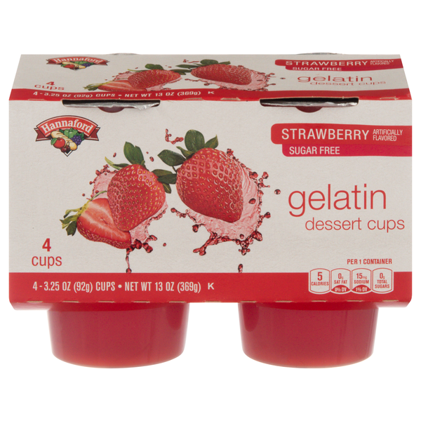 Hannaford Sugar Free Strawberry Gelatin Dessert Cups - 4 ct