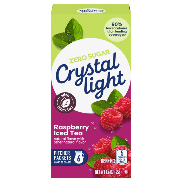 Crystal Light Sugar Free Raspberry Iced Tea Mix Pitcher Packets - 6 ct
