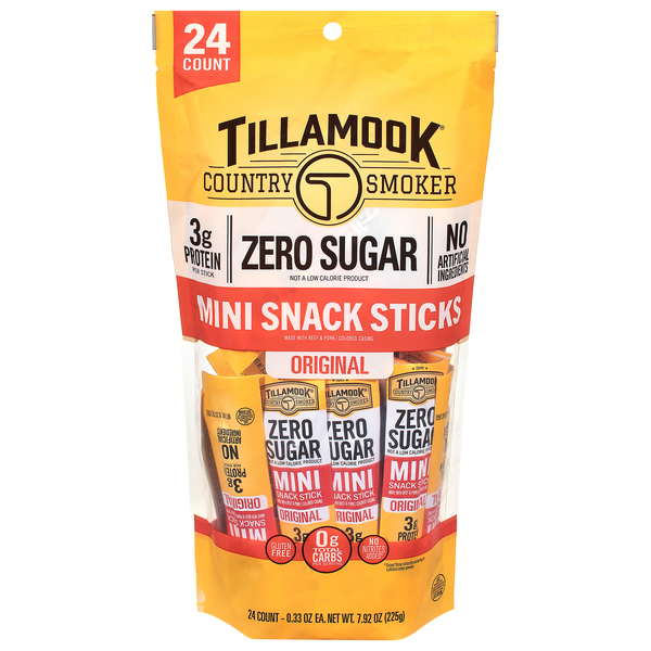 Tillamook Country Smoker Zero Sugar Original Mini Snack Sticks - 24 ct