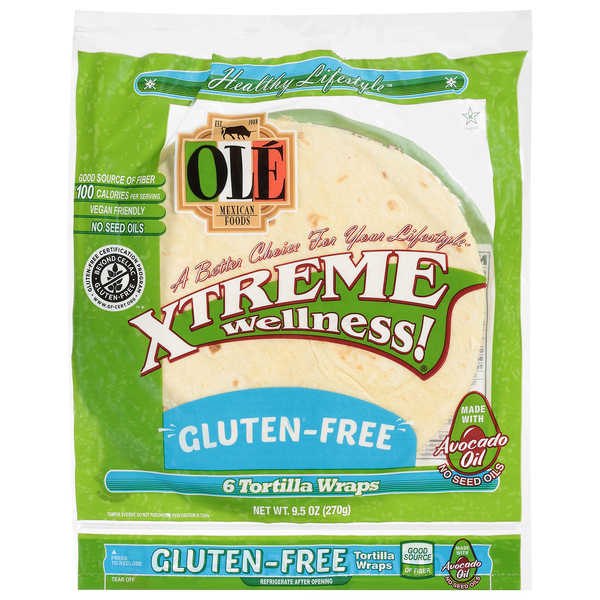 Ole Xtreme Wellness! Gluten Free Tortilla Wraps 8 Inch - 6 ct