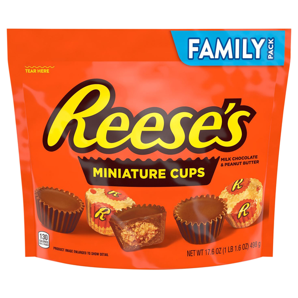 Reese's Milk Chocolate Peanut Butter Cups Candy Miniatures Family Pack