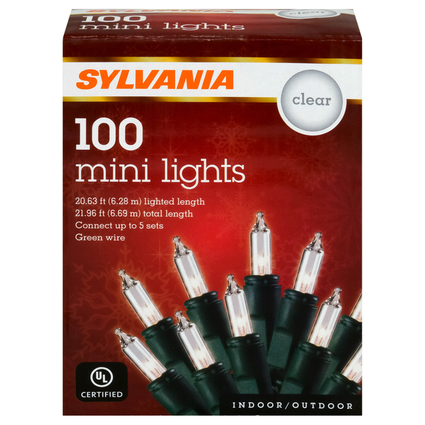 Sylvania Indoor/Outdoor Mini Clear Christmas Lights - 100 ct