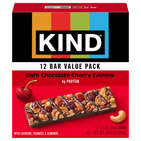 KIND Gluten Free Dark Chocolate Cherry Cashew Bars - 12 ct