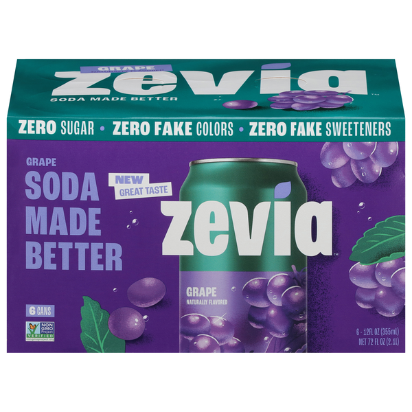 Zevia Zero Sugar Soda Grape - 6 pk