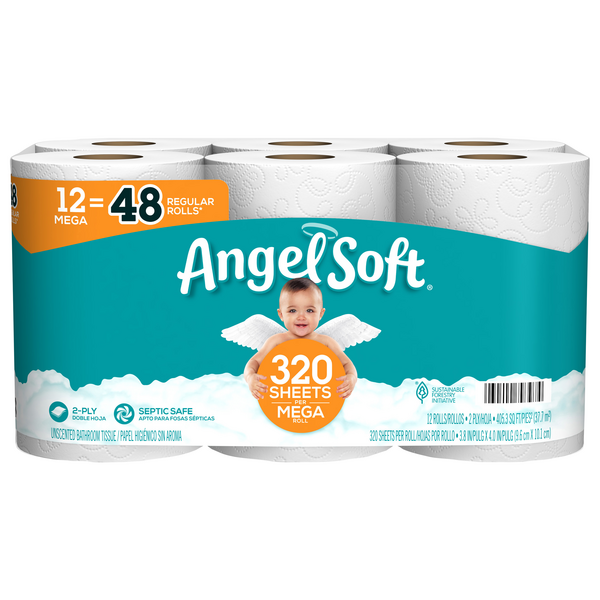 Angel Soft Mega Roll 2-Ply Toilet Paper Unscented