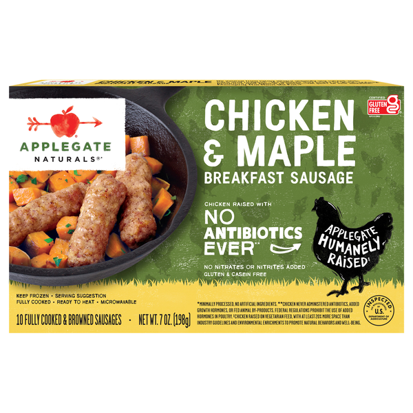 Applegate Naturals Maple & Chicken Breakfast Sausage Links - 10 ct Frozen