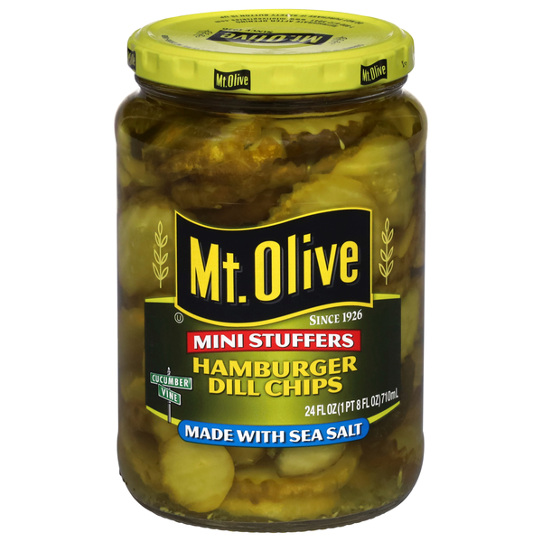 Mt. Olive Mini Stuffers Hamburger Dill Pickle Chips with Sea Salt