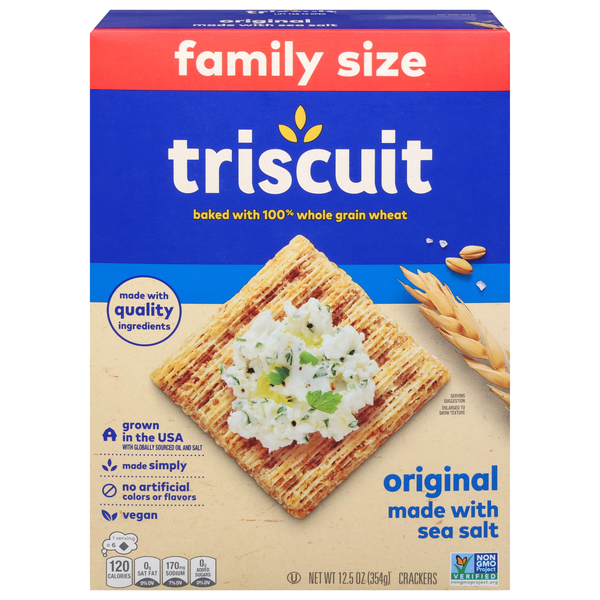 Triscuit Vegan Original w/Sea Salt Whole Grain Wheat Crackers Family Size