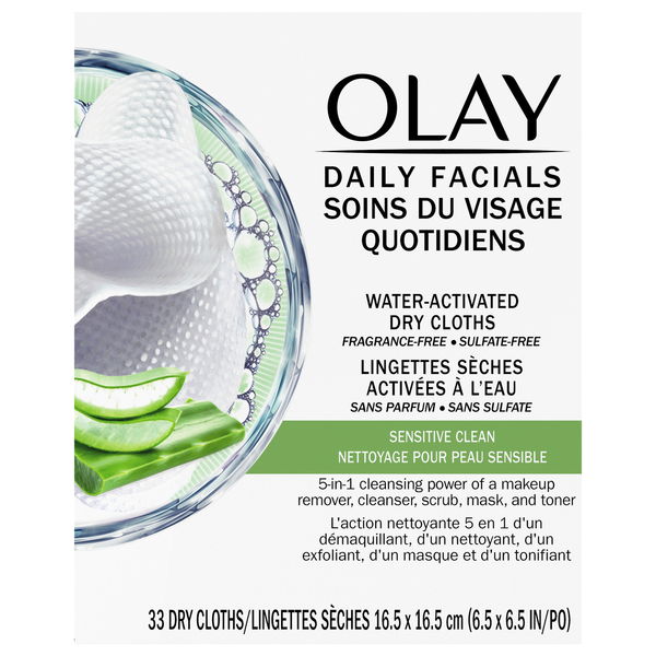 Olay Daily Facials Sensitive Clean Water Activated Dry Cloths