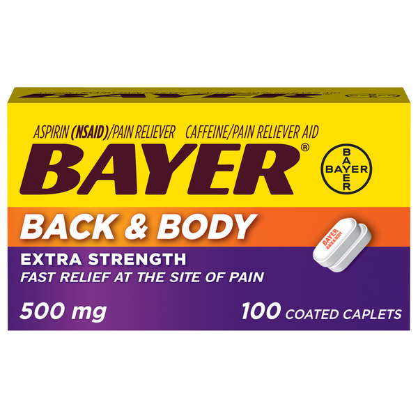Bayer Back & Body Pain Relief Aspirin Extra Strength 500 mg Coated Caplets