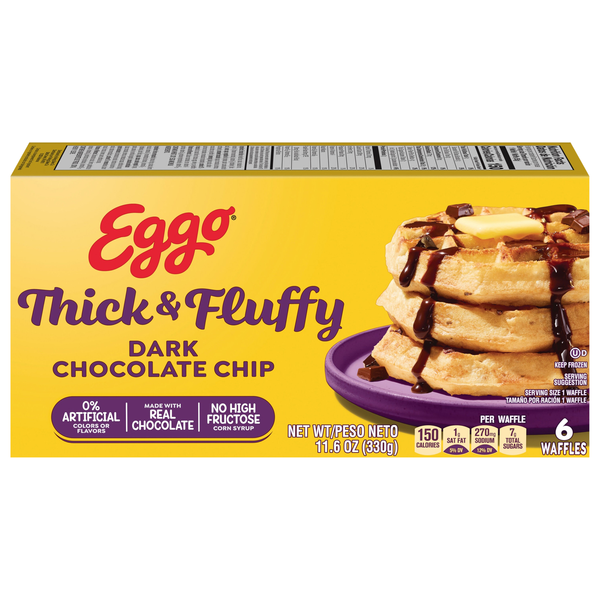Eggo Thick & Fluffy Dark Chocolate Chip Belgian Style Waffles - 6 ct