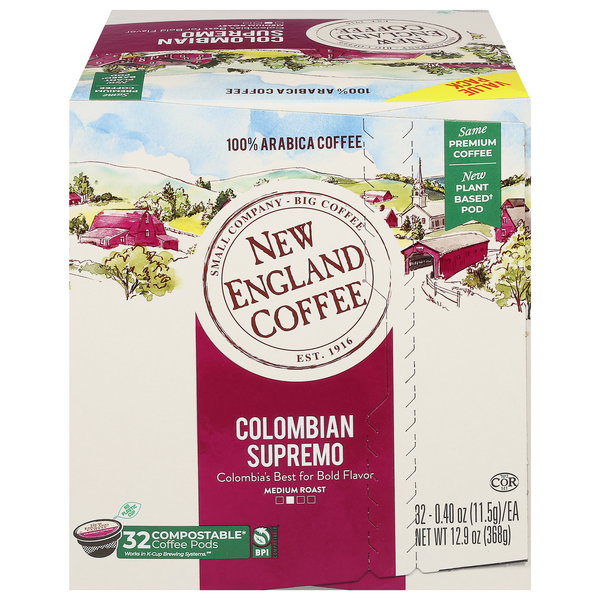 New England Coffee Colombian Supremo Medium Roast Coffee K-Cup Pods
