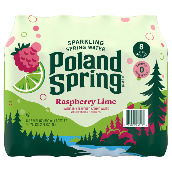 Poland Spring Raspberry Lime Sparkling Water - 8 pk
