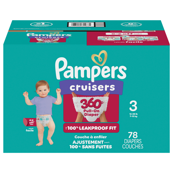 Pampers Cruisers 360 Fit Size 3 Baby Diapers 16-28 lb