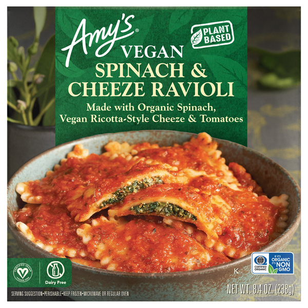 Amy's Bowls Organic Vegan Spinach & Cheeze Ravioli Plant-Based Frozen Meal
