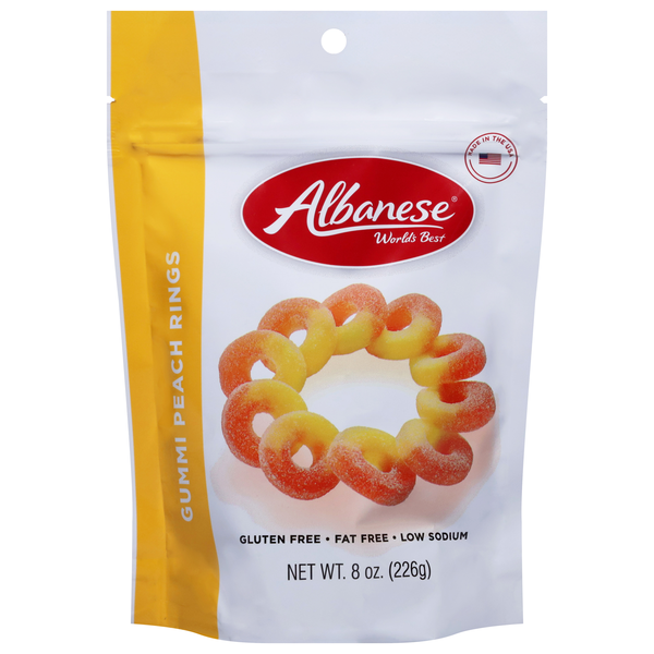 Albanese Gluten Free Gummi Peach Rings Candy