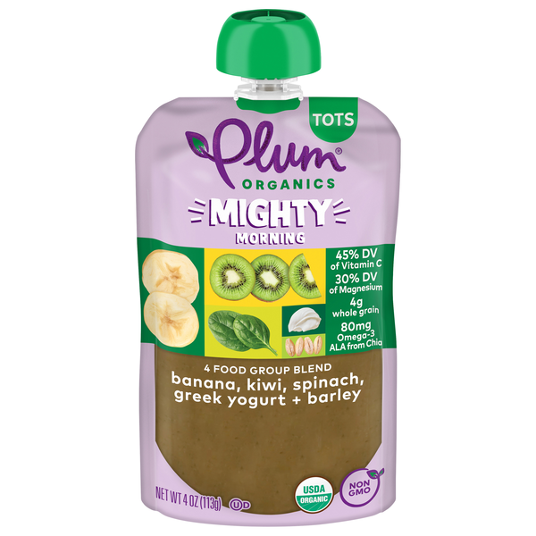 Plum Organics Tots Mighty Morning Banana Kiwi Spinach Yogurt + Barley